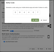 Multi-factor authentication set up - code